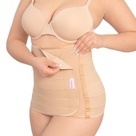 Faja Postparto Alta 4B con Varillas Flexibles y Compresión Ajustable, Soporte Abdominal para Recuperación Después de Cirugía o Embarazo, Nude, 3X-Large