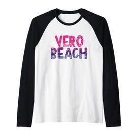 Vero Beach Florida - Vero Beach FL 70's Retro Raglan Baseball Tee