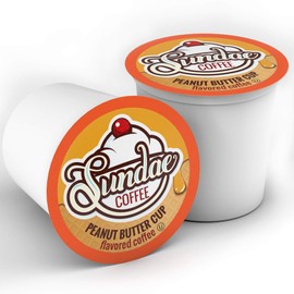 Sundae Ice Cream Flavored Coffee Pods, Compatible with 2.0 Keurig K-Cup Brewer, (Peanut Butter Cup) 48 Count