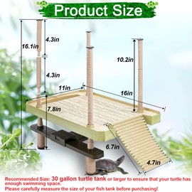 Large Turtle Floating Basking Platform with Feeding Area, Turtle Floating Docks Reptile Climbing Pier and Basking Platform for Tortoise, Frogs, Crabs and Salamanders