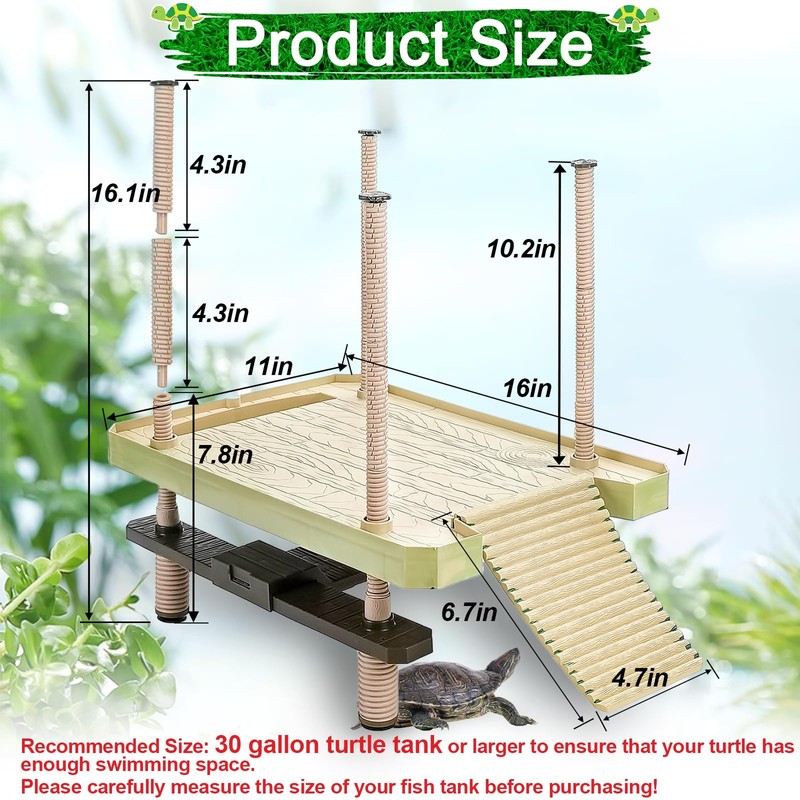Large Turtle Floating Basking Platform with Feeding Area, Turtle Floating