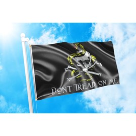 DMSE Pirate Don't Tread On Me Flag Gadsden Black 3X5 Ft Foot 100% Polyester 100D Flag UV Resistant (3'X5' Ft Foot)