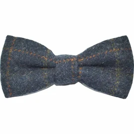 King & Priory Heritage Check - Pajarita de lazo azul marino, tweed, pajarita de campo, Azul marino, Talla única