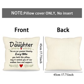 ACAROMAY to Our Daughter Gifts from Parents Daughter Pillows Decorative Positive Gift for Daughter Christmas Birthday Present Long Distance Ideas Throw Pillow Cover 18 x 18 (Our Daughter)