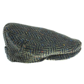 Biddy Murphy Imported Irish Men's Flat Cap, 100% Wool Tweed Newsboy Drivers Cabbie Hat, Large Green