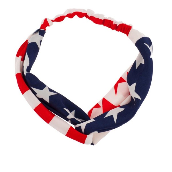 LUX ACCESSORIES American Flag July 4Th Independence Day Red White Blue Knotted Fabric Stretch Headband