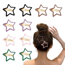 10 Pcs Hair Clips, Patch Pins, Hollow Star Hairpins, Y2K Metal, Hair Accessories, Women's Color Pins, Hair Ornaments, Arrangements, Bangs, Hair Clips