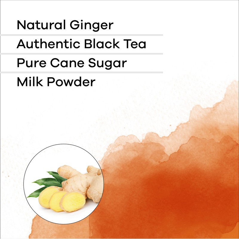 QuikTea Ginger Chai Tea Latte – 10 Count, Bold Ginger