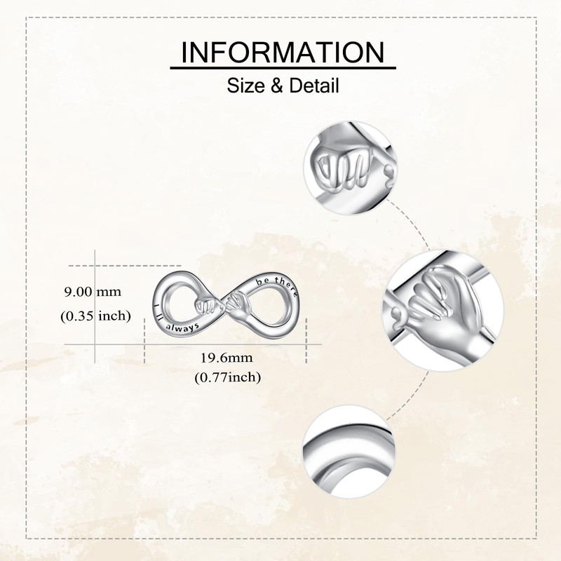 YAFEINI Promise Charm for Bracelet Sterling Silver Infinity Bead Charm