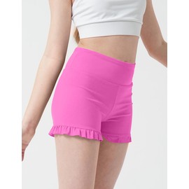 JOCMIC Girls Dance Athletic Shorts High Waisted Gymnastics Cartwheel Yoga Ruffle Shorts Pink 13-14 Years