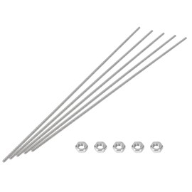HiPicco M3 x 150mm Fully Threaded Rod & Studs, 304 Stainless Steel Right Hand Threads Rods, M3-0.5 Thread Pitch for Anchor Bolts, Clamps, Hangers and U-Bolts 5pcs 【with Nuts】
