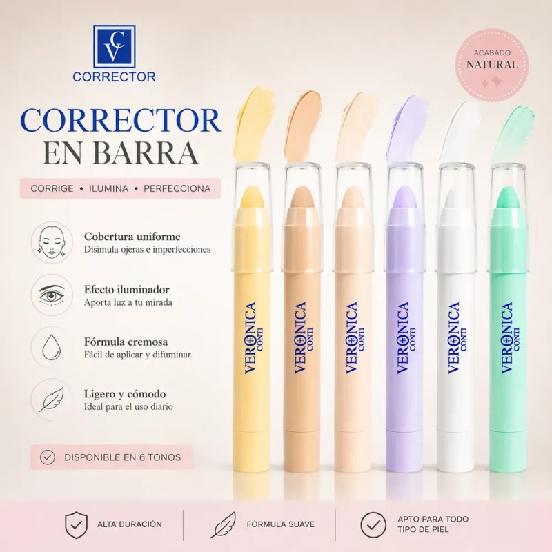 Crayón Corrector Veronica Conti Larga Duración Tonos Varios
