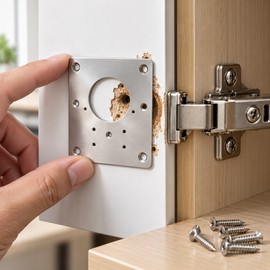Stainless Steel Cabinet Hinge Repair Plates – 20 Sets with 120 Screws for Cupboard, Cabinet & Furniture Repairs