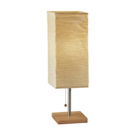 Adesso 8021-12 Dune Table Lamp, 25 in., 100 W Incandescent/ 26W CFL, Natural Rubber Wood/Steel Accents, 1 Table Lamp , White