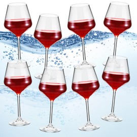 Yiyiring 8 Pcs Floating Wine Glasses - 20 oz Floatable, Unbreakable Plastic Wine Cup - Reusable Stemware for Outdoor, Beach, Poolside