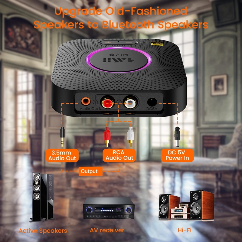 1Mii B06S+ Bluetooth 5.2 Receiver w/LDAC for Home Stereo Hi-Res