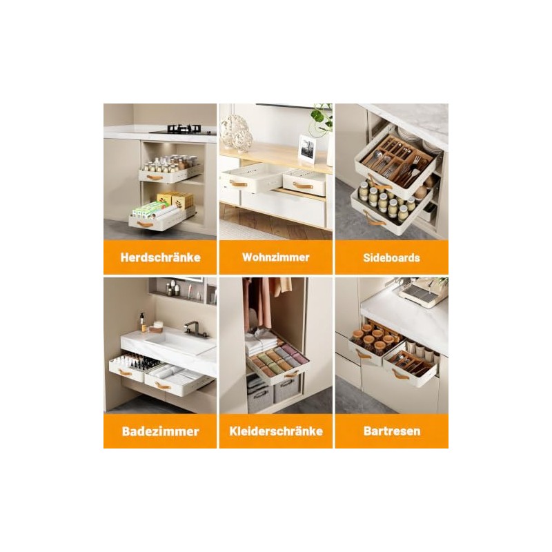 Garvee Kitchen Cabinet Organiser, Extendable, Cabinet Pull-Out Kitchen Adjustable 32-53