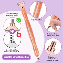 MJARTORIA 5D Diamond Painting Accessories Diamond Painting Pen Set 14 Pieces Glizter Drill Pen with Thread Metal Replacement Pen Heads Glue for Mosaic Making Nail Art