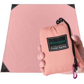 Odoland Beach Blanket, Sand Proof Waterproof Picnic Blanket, Packable Portable Lightweight Outdoor Beach Mat with Pocket Size Bag for Travel, Picnic,Camping and Vacation 160 * 180cm,Pink