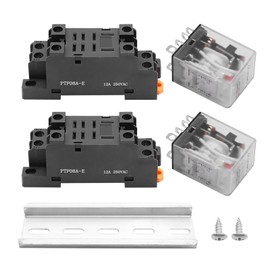 DUZFOREI 2PCS Electromagnetic Power Relay, General Purpose Small Intermediate Relay, AC 12V 24V DC24V Relay with Base Mounting Rail Suitable for Various Power Systems (AC 12V)