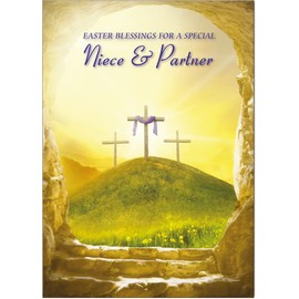 Niece & Partner Religious Easter Card - Christian Easter Card - A5 Size with Envelope