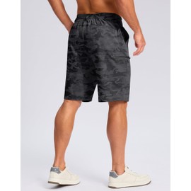 G Gradual Men's Casual Shorts 7"/ 9" Lightweight 4 Pockets Stretch Quick-Dry Summer Shorts for Golf Work Hiking Trips(9", Black Camo, XL)