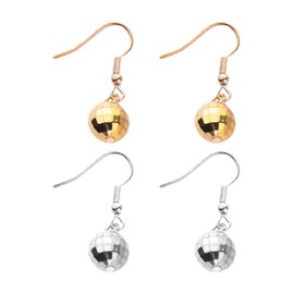 70s 60s Earrings for Women Disco Ball Earrings Light up Accessories Bulk Disco Accessories Women Gold Silver Outfits for Women 70s 60s Accessories for Women Mirrorball Earrings Studs 2 Pairs