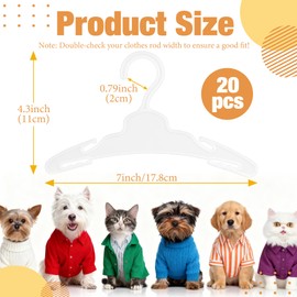 20 Pcs Dog Clothes Hangers 7 Inch White Plastic Pet Clothes