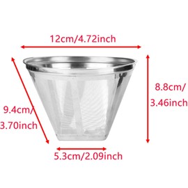 SagaSave Stainless Steel Coffee Filter, 4 Cone Coffee Filter Reusable Paperless Pour Over Coffee Dripper for Easy to Use and Clean