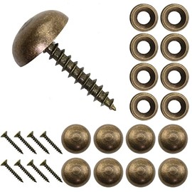 MEETOOT - 8 tornillos decorativos de latón puro con tapas, tornillos autorroscantes de bronce de 15 mm
