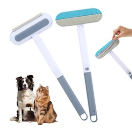 2 Pcs Pet Hair Remover, 4 in1 Long Handle Lint Brush for Dog and Cat Hair, Durable & Reusable, Double Sided, Gentle on Couches, Carpets, Clothes, Bedding