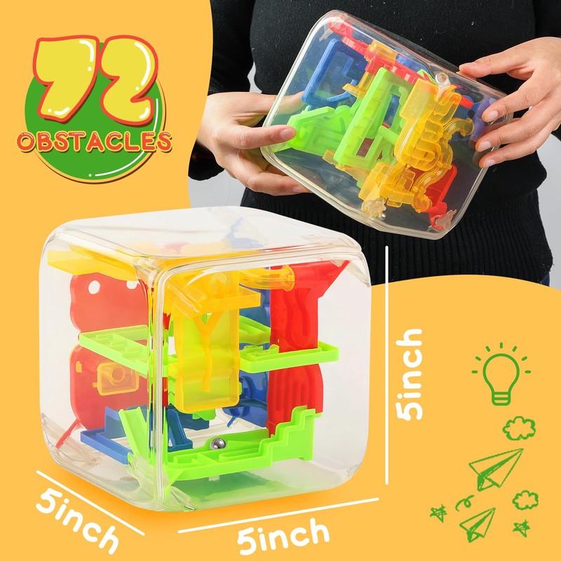 3 otters 3D Puzzle Maze Cube, 72 Obstacles Puzzle Cube