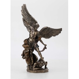 Veronese Design 14.5 Inch Archangel St. Michael Tramples Demon Religious Sculpture Defeating Lucifer Collectible Angel Figurine