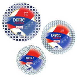 Dixie Ultra Heavy Duty Paper Plate & Bowl Bundle, Large Plate 10 1/16" (22 ct), Medium Plate 8 1/2" (30 ct) and Bowl (26 ct) Styles May Vary