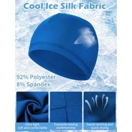 MELLIEX Pack of 3 Cooling Cycling Hat Under Helmet, Breathable Ice Silk Hat, Summer Sports Hat, Multifunctional Skull Cap for Men and Women, Black, Grey, Blue, Unit size