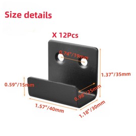 12Pack Wall Hanger Fastener,Heavy Duty Tile Hanger,Stainless Steel Wall Mount Brackets Hook,for Tile,Picture Frames,Mirrors & SignageDisplay (Black, Large)