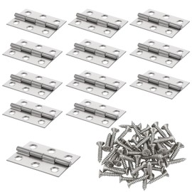 12 Set Stainless Steel Hinges, Small Hinges Folding Hinge with Screws, Sliver Door Cabinet Window Hinge, Heavy Duty Hinged for Interior Outdoor Home Furniture