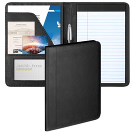 Lcjtop Portfolio Binder/Padfolio Organizer, Mini Size Folder Portfolio for Men Women,5 x 8 Writing Pad Included, Black