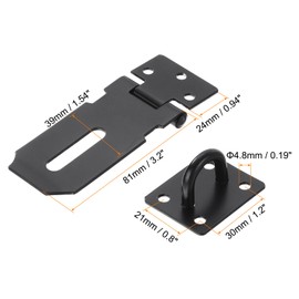 PATIKIL 3 Inch Door Locks Hasp Latch, Pack of 2 Stainless Steel Hinge Lock Padlock Clamp Hasp Lock Latch Door Gate Hasp with Screws for Cabinet Drawer, Black