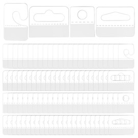 PH PandaHall 600pcs 4 Styles Hang Tabs Hooks Self Adhesive Hang Tags Sticky Tabs Hanging Hooks Clear Plastic J-Hook Hanging Tags for Retail Displays Business Shops Pegboard Hangers