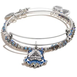 Alex and Ani The Polar Express Expandable Bangle for Women, Train Charm and Beads, Rafaelian Silver Finish, 2 to 3.5 in, Set of 2