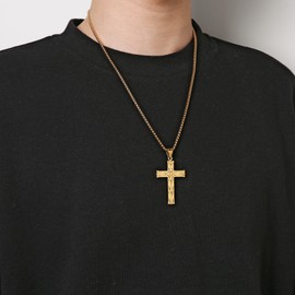 HZMAN Men's Stainless Steel Infinity Celtic Cross Irish Knot Pendant Necklace, 22+2" Link Chain