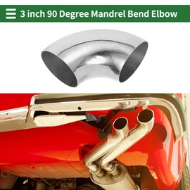 Motoforti 2pcs 90 Degree Mandrel Bend Elbow Car Modified Exhaust Pipe Tubing Piping 3" Inch OD Thickness 1.0mm/19GA 76x185x1.0mm 304 Stainless Steel Silver Tone