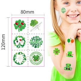 St Patricks Day Temporary Tattoos for Kids Adults - 48Pcs Shamrock Fake Tattoos Stickers Waterproof Irish Day Tattoo Stickers Green Hat Clover Decals Party Favor for St. Patrick's Day Accessories