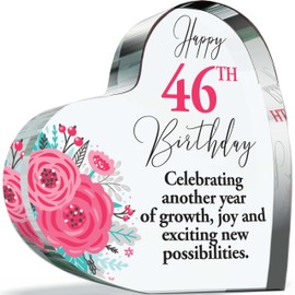 46th Birthday Gifts for Women - New Possibilities - Acrylic Heart Plaque Keepsake Gift for 46 Year Old Woman Her, 100mm x 100mm Present For Family Best Friends Bestie Gifts