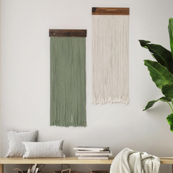 SCECALA 2Pcs Boho Macrame Long Wall Tapestry, Fibre Tie-Dye Handmade