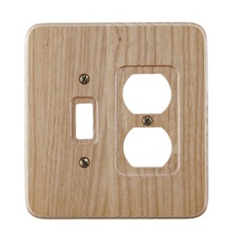 Amerelle Round Corner Single Toggle/Single Duplex Wood Wallplate in Natural Oak