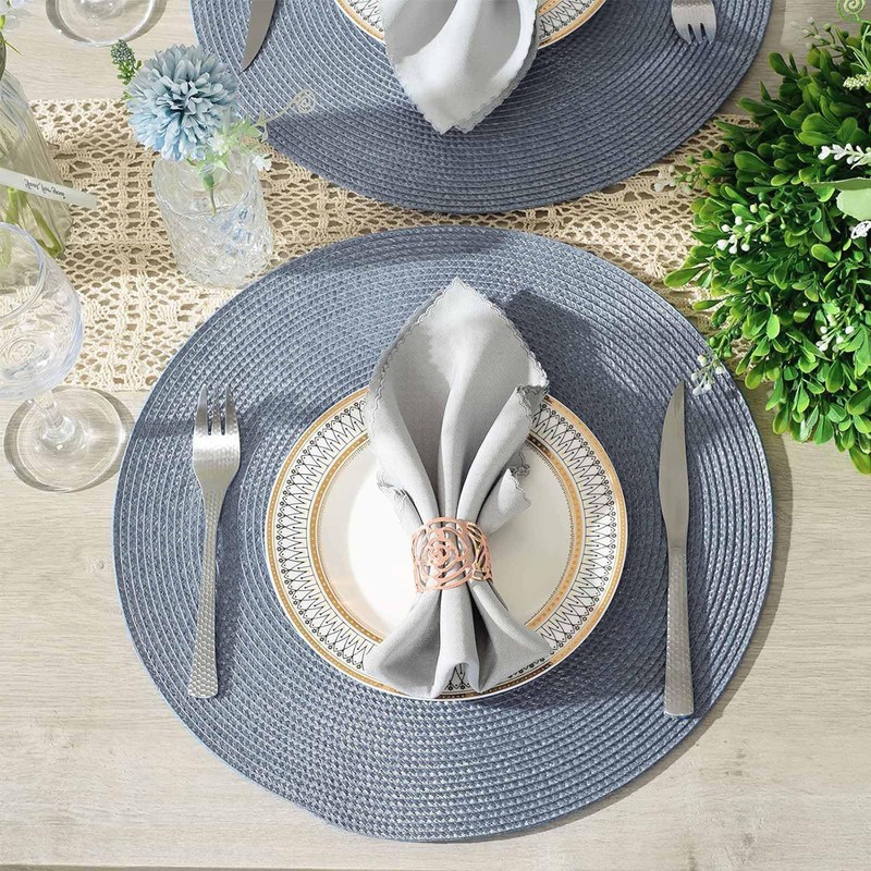 AHHFSMEI Round Braided Placemats 15 Inch Round Table Mats for