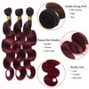 Bafamiya Human Hair Bundles 16 18 20 Inch Ombre Burgundy
