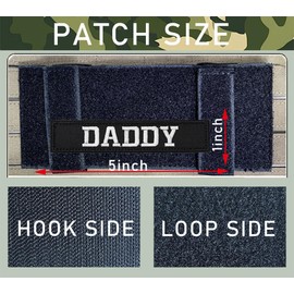 2 Pcs Daddy -Funny Tactical Patches Hook and Loop Embroidered DAD Applique Emblem Patch for Clothes,Hats,Bags,Backpacks,Vest,Jeans,Jacket,Armband,Coat,Pants.(Large)